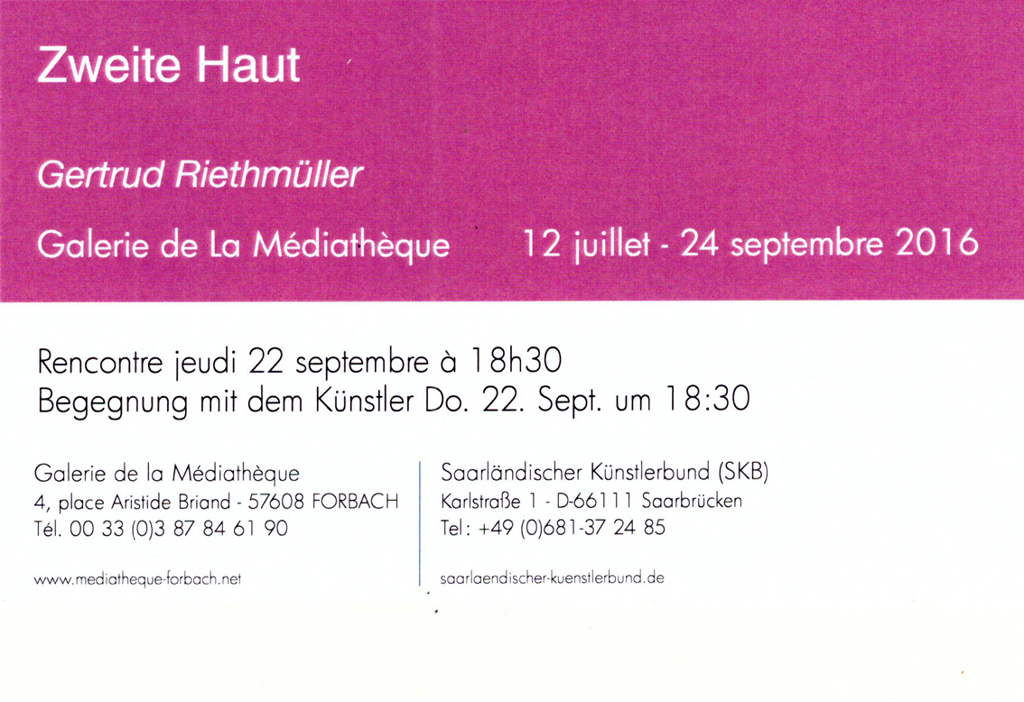 Gertrud Riethmüller, Visual Artist installation, video, sound, performances. Zweite Haut, 2016