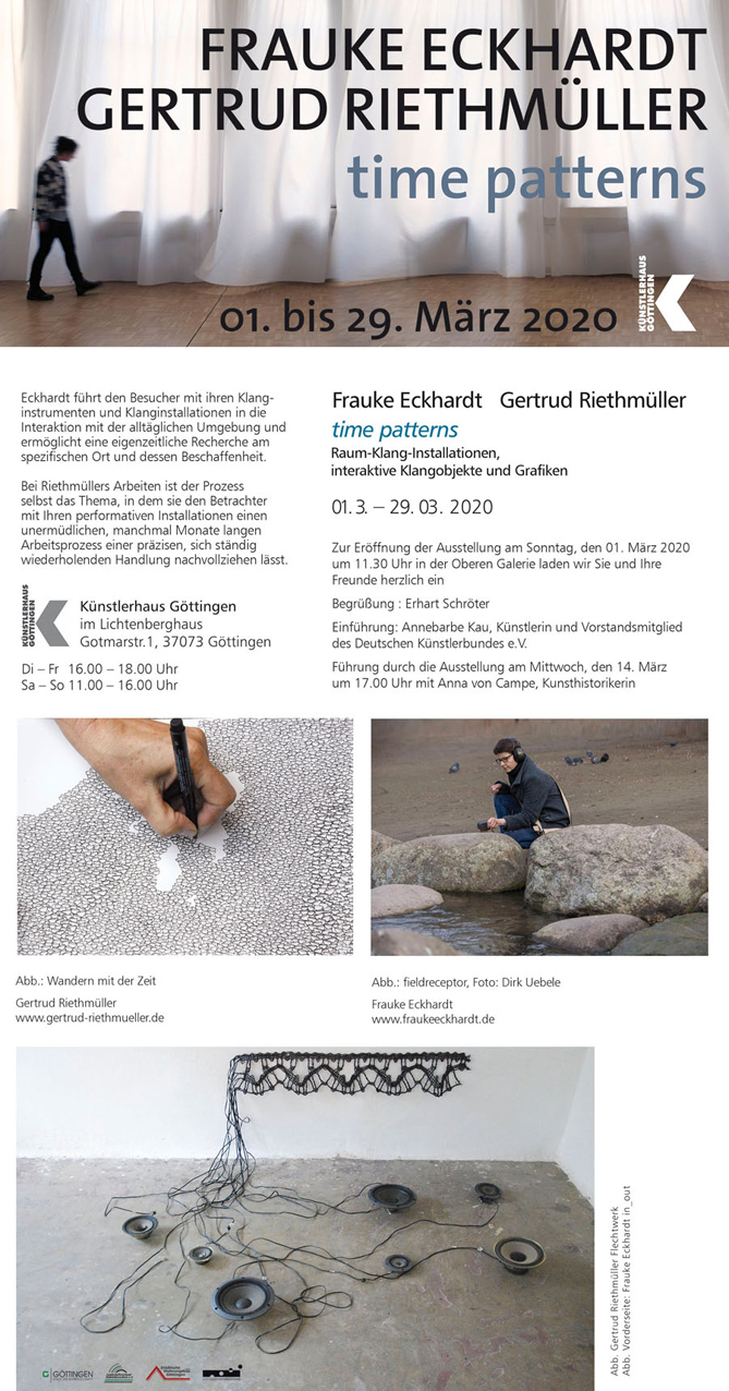 Gertrud Riethmüller, Visual Artist- installation, video, sound, performances, time patterns-Bellvuesaal Wiesbaden, 2019