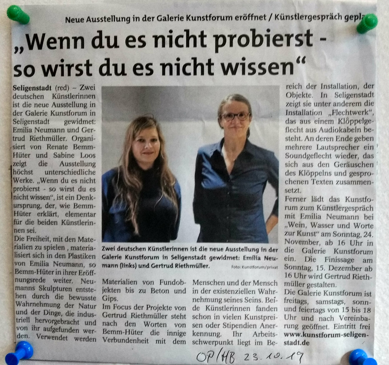 Gertrud Riethmüller, Visual Artist installation, video, sound, performances, Emilia Neumann+Gertrud Riethmüller-2019